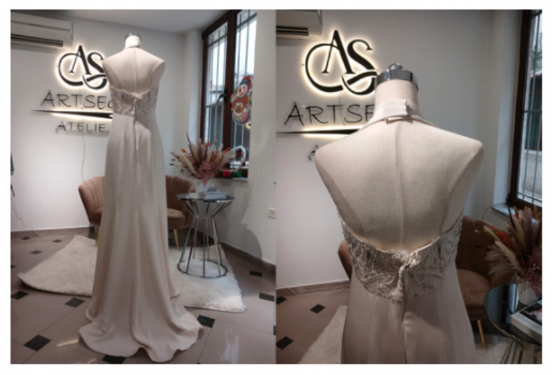 Fustan Ivory Grace Evening Dress nga Atelie ARTSEG, fustan mbrëmjeje i g...